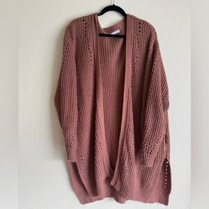 FAVLUX Open-Front Knit Cardigan - Dusty Rose